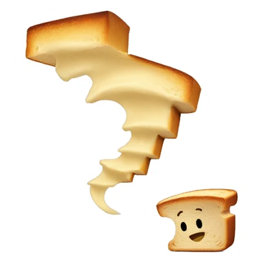 Tiny tornado dancing on a slice of toasted bread sticker