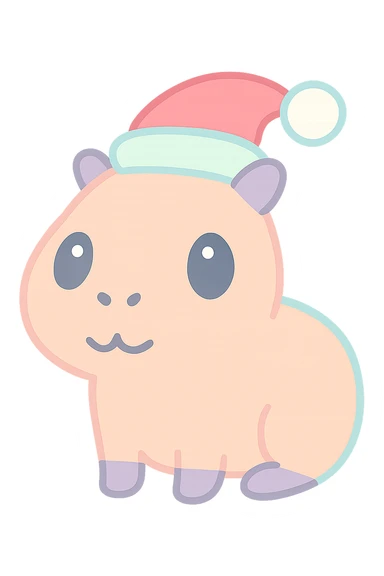 capibara with Christmas hat, adorable style, soft colors sticker