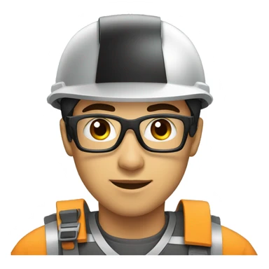 young man in engineering with black helmet sticker