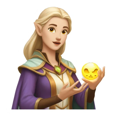 D&D Caucasian female noble wizard elf casting a spell  sticker