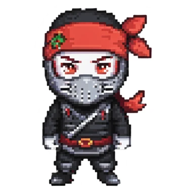 Masked ninja, red headband sticker