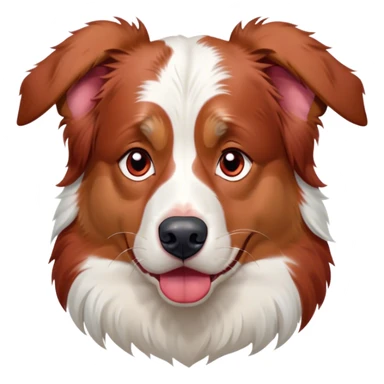 Cinematic Grumpy Predominantly White Red Merle Australian Shepherd Portrait Emoji, Head tilted slightly with a deeply unimpressed expression, thick predominantly white fur with bold red merle markings, large, droopy blue eyes narrowed into an unamused glare, ears slightly drooping in exasperation, Simplified yet comically expressive features, highly detailed, glowing with a dry, sarcastic glow, high shine, effortlessly judgmental yet dignified, stylized with a touch of cynicism, bright but brooding, soft glowing outline, capturing the essence of an eternally unimpressed yet endearing pup, so lifelike it feels like it could sigh heavily at you in disdain at any moment! sticker