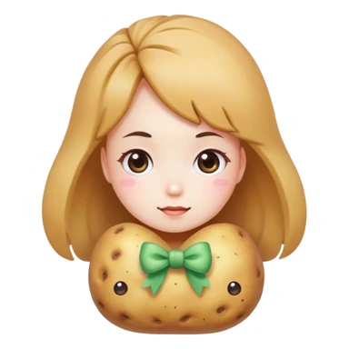 meditater kawaii potato girl bow sticker