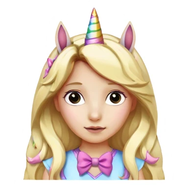 Unicorn in long blond hair with bow sticker