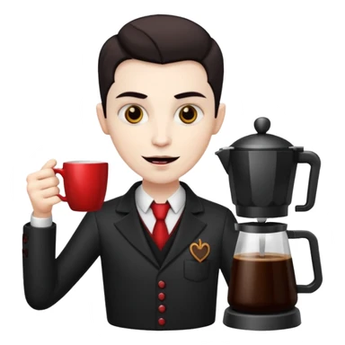Vampire Barista with a coffee maker Infront    sticker