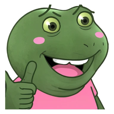 Blonde tan girl with straight long hair, laughing, and pointing straight forward towards the front of the screen wearing pink sticker