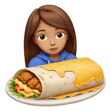 Girl with brown hair "resting chicken burrito face" sticker