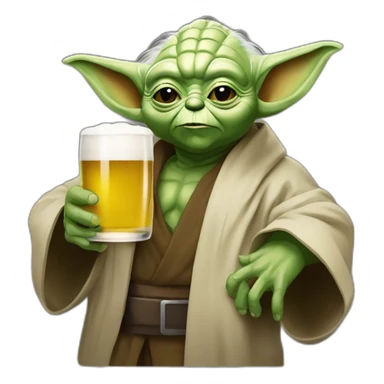 Maître yoda avec une bière sticker