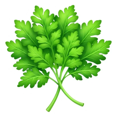 Cinematic Realistic Parsley Emoji, Fresh and vibrant, with bright green, frilly leaves that seem to shimmer with vitality. The plant exudes a sense of healthy growth and aromatic zest, inviting both beauty and flavor into any dish. Soft glowing outline, capturing the essence of freshness, health, and culinary delight in a sprig of parsley! sticker