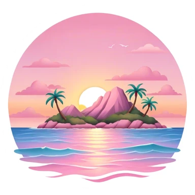 Pastel pink island sunset sticker