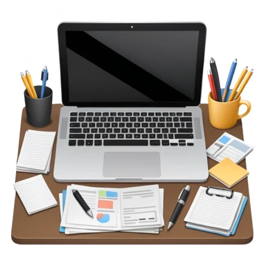 work desk top-down perspective sticker