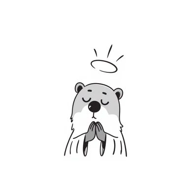 an otter praying, hand drawn doodle style sticker