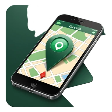 dark green geotag pointing to map on dark green iphone display sticker