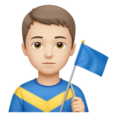 The Ukrainian boy with flag sticker