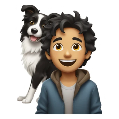 happy boy with  a Border Collie. sticker