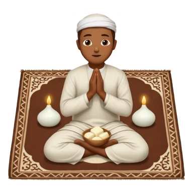 some guy eating 1kg of mozzarella, make it nepalese, more brown, slightly less brown, in a mosque, praying on a carpet sticker