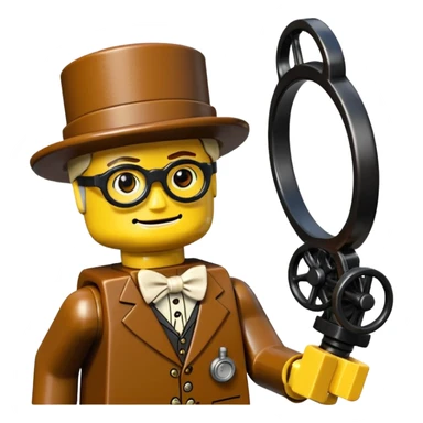 Steampunk Inventor yellow lego toy sticker