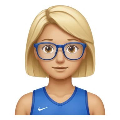 Blonde Athlete with Glasses – Blonde hair, blue sports jersey.

 sticker