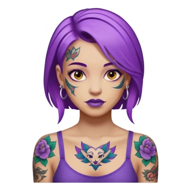 women with tatoos and hightlight that tatoos with purple hair sticker