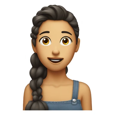 Girl putting hair on the ear while sticking tongue out being cocky sticker