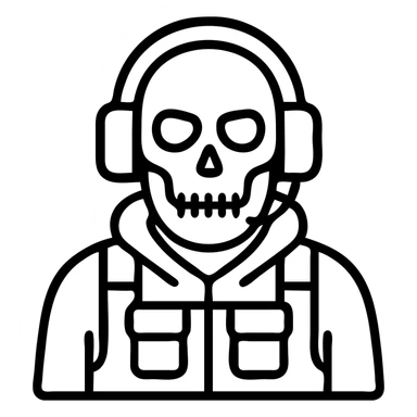 Call of Duty Ghost character with skull mask, tactical military outfit sticker