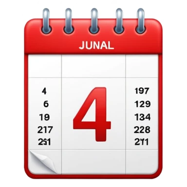 Calendar with number 4 sticker