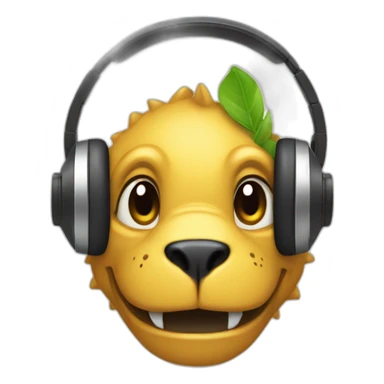 Dinasour with headphones sticker
