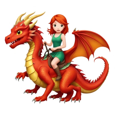 Red headed girl riding a dragon sticker