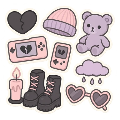 pastel emo objects sticker
