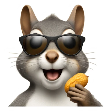 Squirrel with a peanut wearing sunglasses  sticker