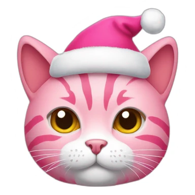 pink cat with christmas hat sticker