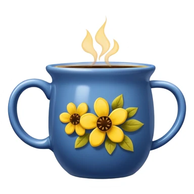 Blue mug with yellow flowers and coffee in it sticker