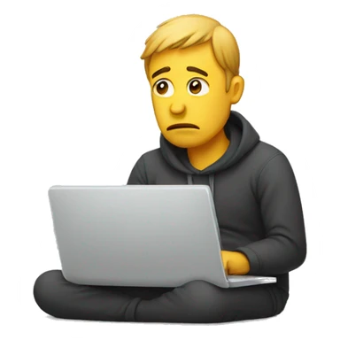 sad Men behind laptop sticker