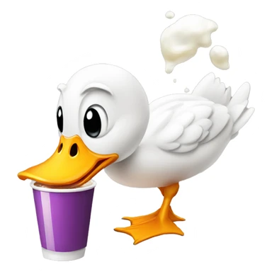 duck drinking grimace shake sticker