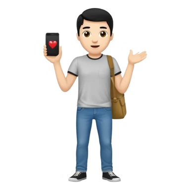 light skin black hair man surprised and happy full body sticker