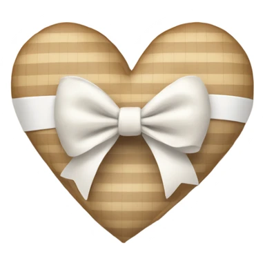 gingham beige heart with white bow sticker