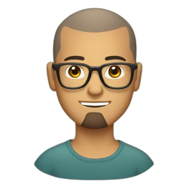Buzz cut Asian Latino with beard glasses sticker