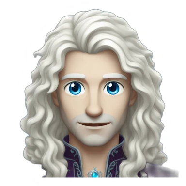 pale handsome flirty vampire king with long wavy white hair and light blue eyes sticker