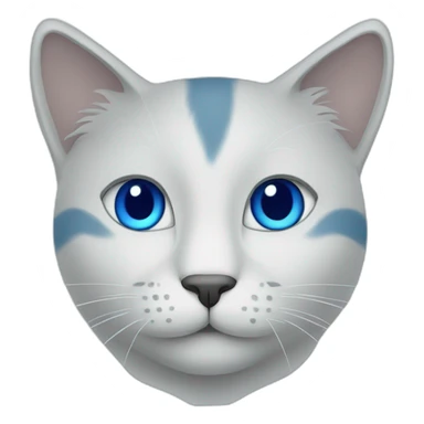 Blue simplistic sketch of a cute cat face sticker