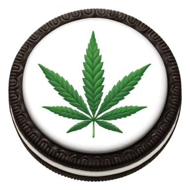 black and white oreo cookies with cannabis leaf sticker