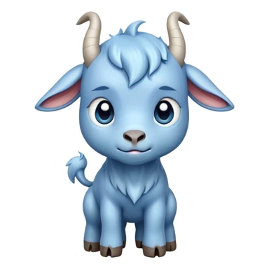 Sad-crying tears-cute-small-full body-blue goat-head tilted up sticker