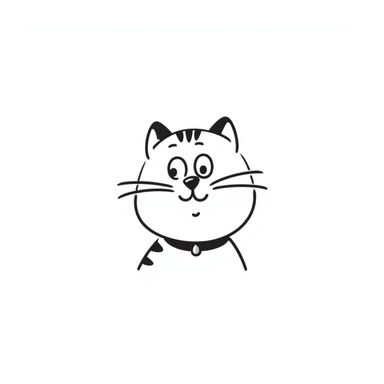 hand-drawn doodle of a smiling cat sticker