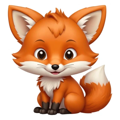 cute baby fox with grimacing face and perked ears sticker