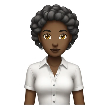 Black girl weaing grey skirt and white shirt sticker