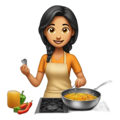 punjabi girl cooking food sticker