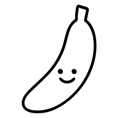 banana with a happy face, no hands or feet, minimal style sticker