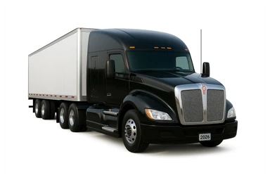 Increase realism to the maximum for this 2026 Kenworth T680 Flat Top semi sleeper, with lifelike details, accurate lighting, chrome, and paint reflections, no air filters, flat top sleeper cab prominent, no background. Render in ultra-realistic photographic style with perfect lighting and detailed chrome and paint reflections, no background. sticker