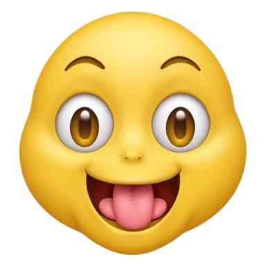 yellow emoji face with eyes emerging from face and tongue sticking out wildly  sticker