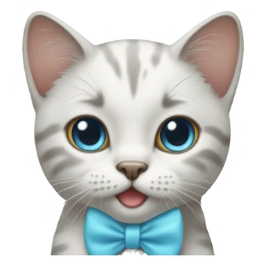 Cat with a baby blue bow sticker