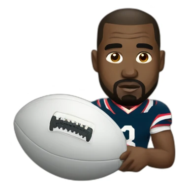 Kanye West with a rugby ball sticker